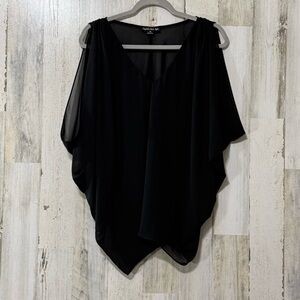 Double Zero Elegant Black Cold Shoulder Blouse